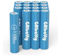GRbatty 16 Piles AAA Rechargeables NiMH, 1,2V 1100mAh, Haute Capacité | 1200 cycles, Pour télécommandes, horloges murales, réveils, stations météo, thermomètres hygromètres, lampes torches