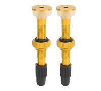 Grcfumo 1Pair Tubeless Valve Stem, Aluminum Alloy Silicone Tubeless Valve Stem, Valve Extender Accessory for Mountain Bike (Gold)