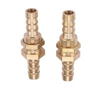 Grcfumo 2 Pcs Brass Bulkhead Pipe Fitting, Brass Straight Barb Bulkhead Fitting, Hose Barb Brass Bulkhead Pipe Fitting Coupler Connector Adapter (8mm)