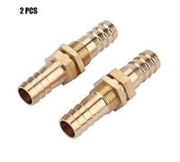 Grcfumo 2 Pcs Brass Bulkhead Pipe Fitting, Brass Straight Barb Bulkhead Fitting, Hose Barb Brass Bulkhead Pipe Fitting Coupler Connector Adapter (12mm)