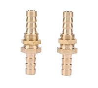Grcfumo 2 Pcs Brass Bulkhead Pipe Fitting, Brass Straight Barb Bulkhead Fitting, Hose Barb Brass Bulkhead Pipe Fitting Coupler Connector Adapter (10mm)