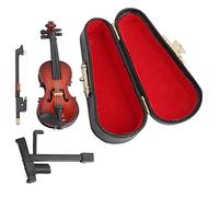 Grcfumo Accessoires pour Maison de poupée, Violon, Mini Violon avec présentoir, Ornement Artisanal en Bois pour décoration de Bureau et de Chambre à Coucher