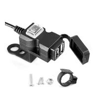 Grcfumo Chargeur USB pour Moto, Chargeur de téléphone pour Moto, Double Port USB 12 V, Chargeur de Guidon pour Moto, Adaptateur 5 V 1 A / 2,1 A, Prise de Courant pour téléphone (12-24V)