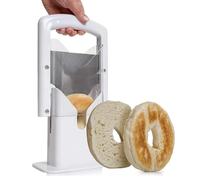 Grcfumo Coupe-bagels, coupe-pain en plastique, guillotine ¨¤ pain, coupe-pain manuel avec protection et poign¨¦e ergonomique