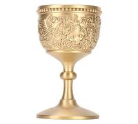 Grcfumo Coupe calice en laiton doré, coupe de style rétro en relief, coupe à vin en laiton épaissi, luxueuse et brillante pour fête, banquet, mariage