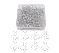 Grcfumo Lot de 80 trombones en forme d'abeille de dessin animé, marque-pages amusants avec boîte transparente, matériau en fer solide de couleur vive pour fournitures scolaires et (Argent)