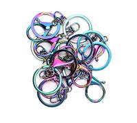 Grcfumo Lot de 9 porte-clés colorés pour la maison, clips en fer avec anneau plat fendu, boucle ronde pour porte-clés, fournitures pour suspendre des bijoux artisanaux