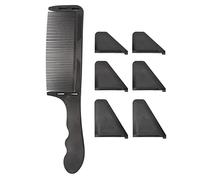 Grcfumo Peigne de barbier incurvé, peigne à dessus plat avec niveau Bang, huile liquide, angle de coupe de cheveux, arc en forme de S, positionnement professionnel, coupe de cheveu (Noir)