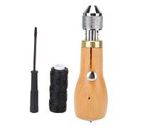 Grcfumo Poinçon de couture en cuir, kit d'outils de point de verrouillage robuste, poinçon en acier inoxydable avec manche en bois pour chaussures, ceintures et manteaux en cuir