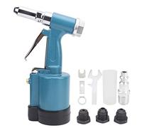 Grcfumo Riveteuse pneumatique à air, riveteuse pneumatique, riveteuse pneumatique de qualité industrielle 3 Jaw Riveteuse aviation Structure hydraulique en aluminium bleu (Style américain)