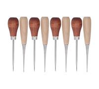Grcfumo Wooden Handle Awl, 8-Piece Stainless Steel Leather Awl Set, Professional Sewing and Punching Tool for Shoes and Handcraft