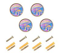 Grckit Bunny Lot de 4 boutons de tiroir ronds en forme de feuilles d'automne de 32 mm pour armoire de cuisine, commode et tiroir