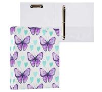 Grckit Classeur à 3 anneaux 3,8 cm, motif papillons rêveurs, 1 classeur rond pouvant contenir 200 feuilles avec 3 poches intérieures pour l'organisation du bureau et de la maison