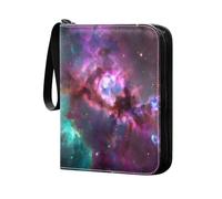 Grckit Classeur à cartes Galaxy en verre teinté 4 poches, 400 poches, porte-cartes à collectionner, album de jeu, étui de rangement pour cartes de football, cartes de baseball