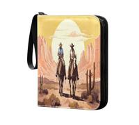Grckit Classeur de cartes Western Cowboy à 4 poches, 400 poches, porte-cartes à collectionner, boîte de rangement pour cartes de football, cartes de baseball