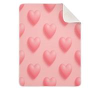 Grckit Couverture de Saint-Valentin à motif cœurs roses 3D pour bébé, 76,2 x 101,6 cm, couverture de voyage ultra douce pour nouveau-né à 4 ans, lavable en machine