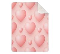 Grckit Couverture de Saint-Valentin à motif cœurs roses 3D pour bébé, 76,2 x 101,6 cm, couverture de voyage ultra douce pour nouveau-né à 4 ans, lavable en machine