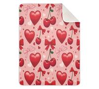 Grckit Couverture de Saint-Valentin pour bébé avec cœurs et cerises, 76,2 x 101,6 cm, ultra douce, couverture de voyage pour nouveau-né à 4 ans, lavable en machine