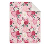Grckit Couverture de Saint-Valentin pour bébé avec cœurs et fleurs, 76,2 x 101,6 cm, ultra douce, couverture de voyage pour nouveau-né à 4 ans, lavable en machine
