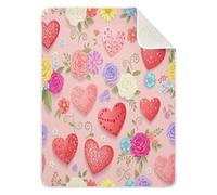 Grckit Couverture de Saint-Valentin pour bébé avec cœurs et fleurs, 76,2 x 101,6 cm, ultra douce, couverture de voyage pour nouveau-né à 4 ans, lavable en machine