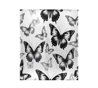 Grckit Couverture en flanelle ultra douce, confortable, légère et lavable en machine, pour canapé, lit et voyage, 127 x 152,4 cm, motif papillons noirs et blancs