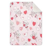 Grckit Couverture pour bébé avec anges et cœurs pour la Saint-Valentin, 76,2 x 101,6 cm, ultra douce, couverture de voyage pour nouveau-né à 4 ans, lavable en machine