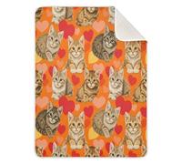 Grckit Couverture pour bébé orange avec motif chatons tendres et cœurs, 76,2 x 101,6 cm, couverture de voyage ultra douce pour nouveau-né à 4 ans, lavable en machine