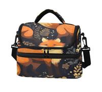 Grckit Cute Fox Sac à déjeuner double couche pour homme et femme, sac à déjeuner isotherme réutilisable avec sangle réglable, pour pique-nique, travail, 8 l