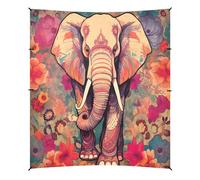 Grckit Elephant Totem Tente de plage Abri solaire de 2,9 x 3,6 m avec 4 sacs de sable, 4 poteaux de stabilité, pelles à sable - Auvent de tente pour plage, camping, pêche, pique-nique