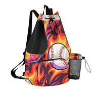 Grckit Flame Sac à dos de plage avec poche humide, sac à dos léger et pliable avec cordon de serrage pour la natation, la gym, la randonnée, la pêche, les voyages pour homme et femme