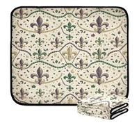 Grckit Fleur de Lis Mardi Gras Lot de 3 tapis hygiéniques lavables réutilisables antidérapants pour pot, cage, lit, 50,8 x 61 cm
