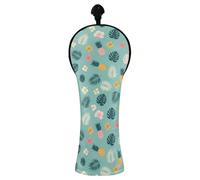 Grckit Housses de tête de club de golf à thème tropical en cuir synthétique imperméable pour conducteur, bois de parcours et hybride avec étiquettes remplaçables, couvre-tête en bois
