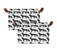 Grckit Lot de 2 paniers de rangement extra larges en tissu résistant à l'eau pour étagères, placards, salle de bain, motif silhouettes de loup