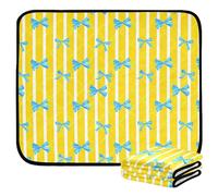 Grckit Lot de 3 tapis hygiéniques lavables et antidérapants pour chien, motif nœuds jaunes et blancs, 50,8 x 61 cm