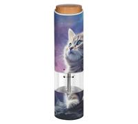 Grckit Moulin à poivre et sel électrique à piles avec lumière LED blanche réglable Motif chat sur la lune