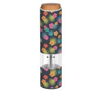 Grckit Moulin à poivre et sel électrique, à piles, grosseur réglable, lumière LED blanche, feuilles de palmier