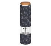 Grckit Moulin à poivre et sel électrique, à piles, grosseur réglable, lumière LED blanche, motif BlackBerry