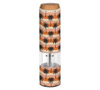 Grckit Moulin à poivre et sel électrique, à piles, grosseur réglable, lumière LED blanche, motif palmier