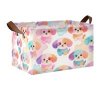 Grckit Panier de rangement extra large en tissu résistant à l'eau pour étagères, placard, salle de bain, motif chiot aquarelle