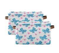 Grckit Paniers de rangement pliables en tissu avec nœuds à pois pastel, grands bacs de rangement pour organiser les étagères, les placards, la maison, décorer vos pièces