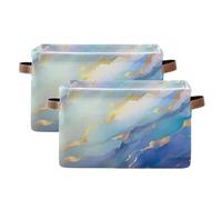 Grckit Paniers de rangement pliables en tissu bleu doré pour organiser les étagères, les placards, la maison, décorer vos pièces