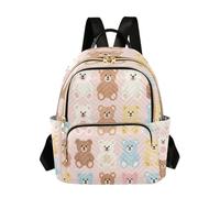 Grckit Petit sac à dos léger avec poches à fermeture éclair pour femme, 8,5 l, motif ours en peluche pastel, A714, 8.5L, Sac à dos daypack