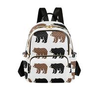 Grckit Petit sac à dos léger avec poches à fermeture éclair pour femme, 8,5 l, motif ours noir et marron, A500, 8.5L, Sac à dos daypack