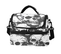 Grckit Sac à déjeuner double couche à motif de crâne mignon pour homme et femme, sac à déjeuner isotherme réutilisable avec sangle réglable, pour pique-nique, travail, 8 l