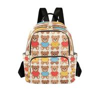 Grckit Sac à dos coloré avec ours en peluche pour femme, petit sac à dos léger de 8,5 l avec poches à fermeture éclair pour le travail, les voyages, A589, 8.5L, Sac à dos daypack