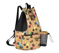 Grckit Sac à dos de plage coloré Monster Trucks avec poche humide, sac à dos léger et pliable avec cordon de serrage pour la natation, la gym, la randonnée, la pêche, les voyages pour homme et femme
