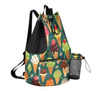 Grckit Sac à dos de plage en forme de cônes de crème glacée avec poche humide, sac à dos léger et pliable avec cordon de serrage pour la natation, la gym, la randonnée, la pêche, les voyages pour