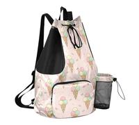 Grckit Sac à dos de plage en forme de cônes de crème glacée avec poche humide, sac à dos léger et pliable avec cordon de serrage pour la natation, la gym, la randonnée, la pêche, les voyages pour