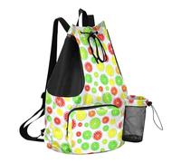 Grckit Sac à dos de plage en tranches de fruits avec poche humide, sac à dos léger et pliable avec cordon de serrage pour la natation, la gym, la randonnée, la pêche, les voyages pour homme et femme