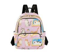 Grckit Sac à dos Kawaii Cozy Cat pour femme, petit sac à dos léger de 8,5 l avec poches à fermeture éclair, pour le travail, les voyages, A670, 14L, Sac à dos daypack